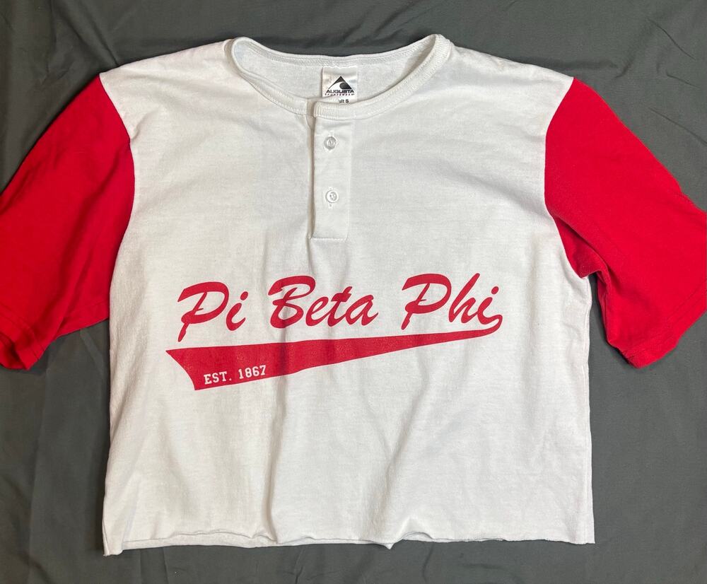 Pi Beta Phi Bid Day Shirt Women’s Small Augusta Sportswear Red White 22 Sorority